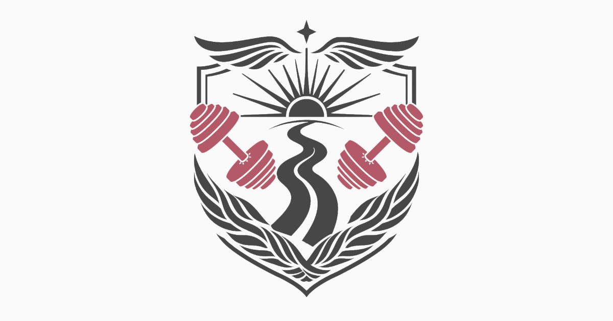 ダンベルが強調されている走筋道の紋章